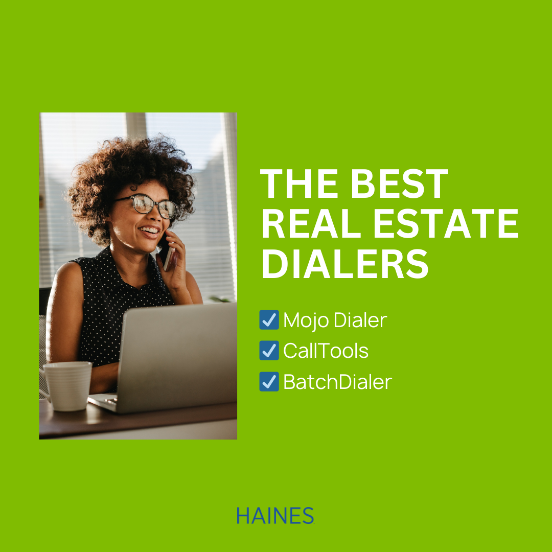 the best real estate dialers listed along with a woman on the phone